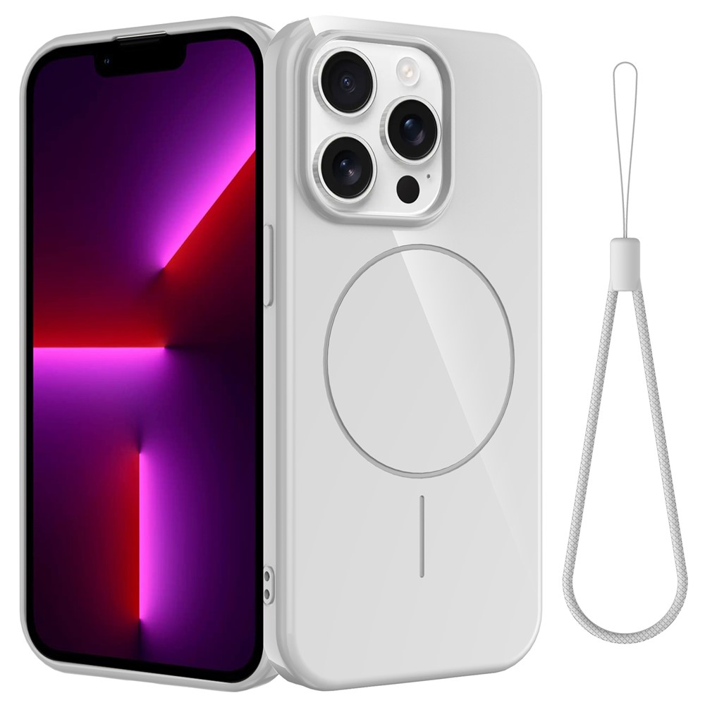 Bulk Purchasing For iPhone 13 Pro Max Magnetic Case Compatible with MagSafe TPU Phone Back Cover with Lanyard - White