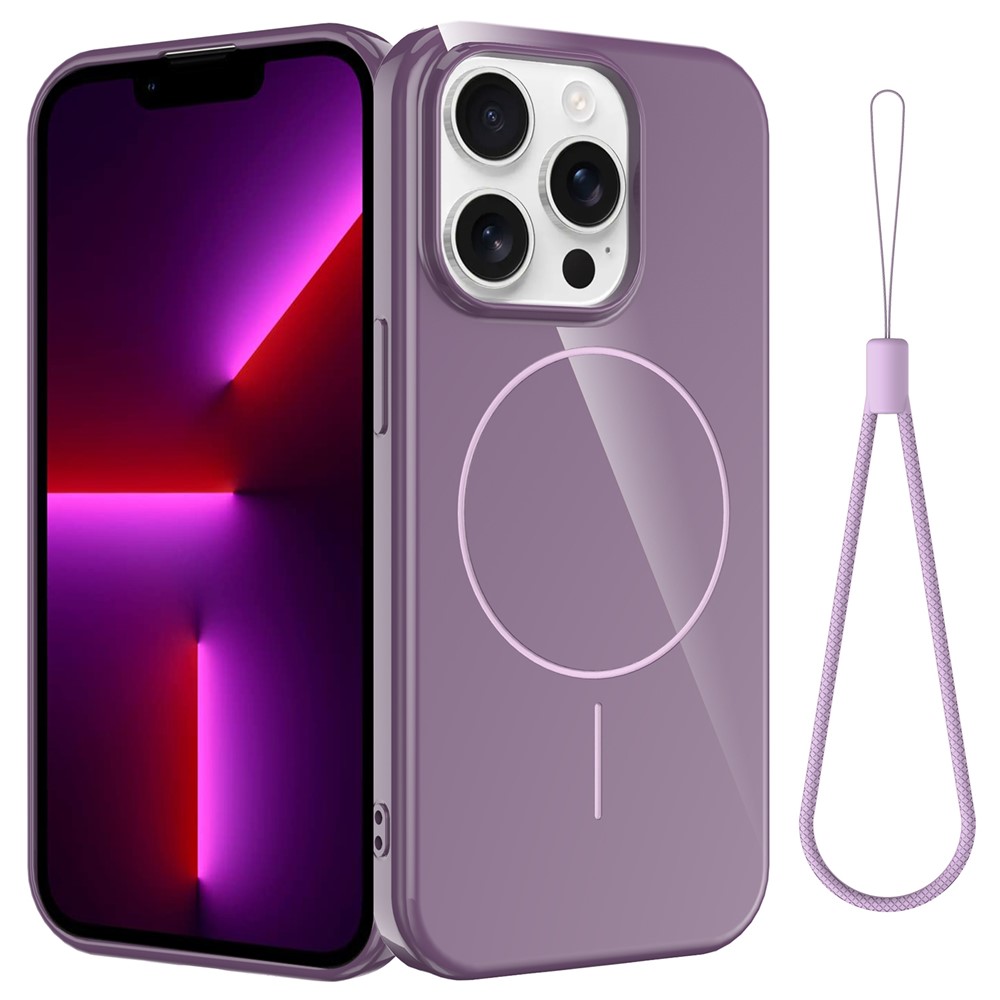 Bulk Purchasing For iPhone 13 Pro Max Magnetic Case Compatible with MagSafe TPU Phone Back Cover with Lanyard - Purple