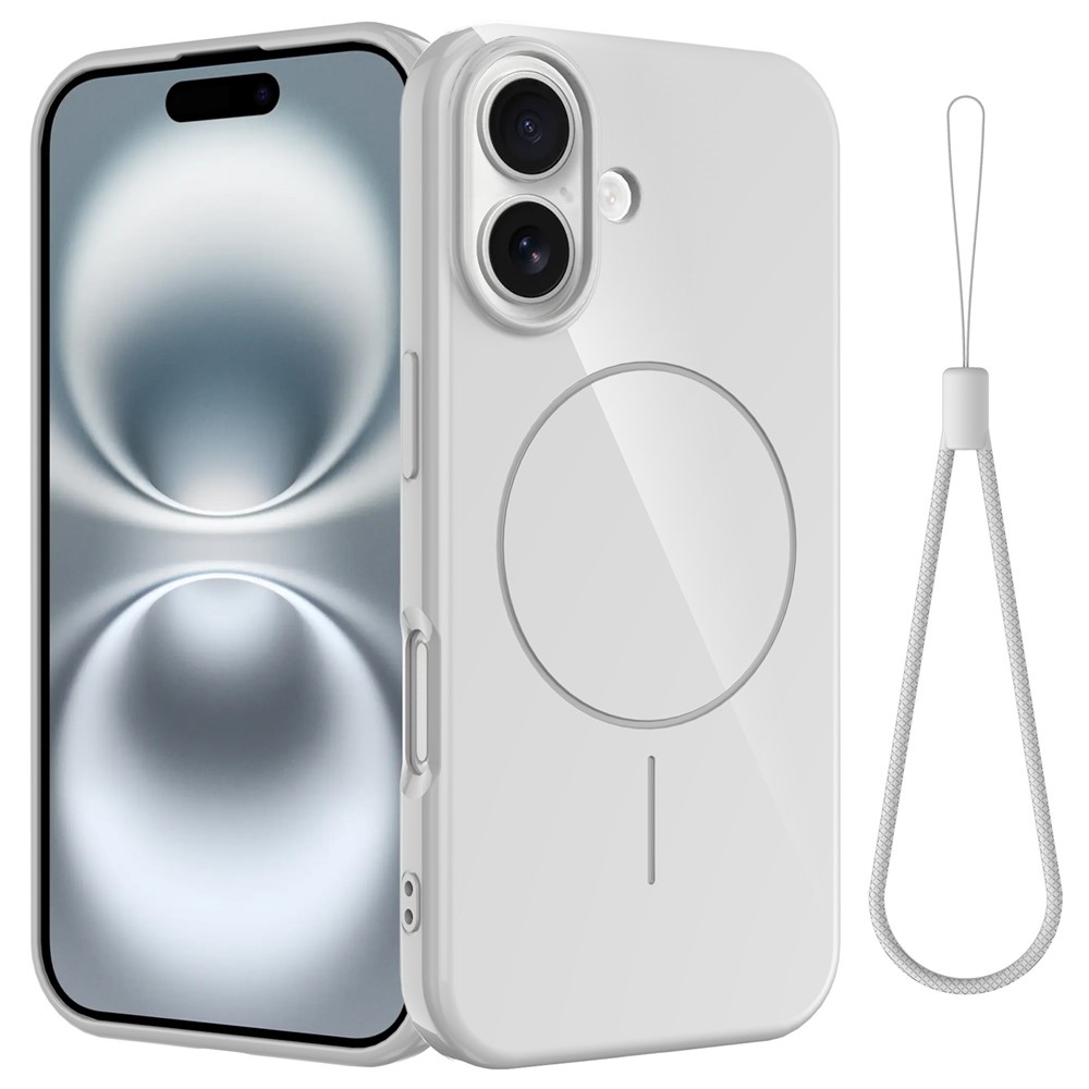 Bulk Purchasing For iPhone 16 Plus Magnetic Case Compatible with MagSafe TPU Phone Back Cover with Lanyard - White
