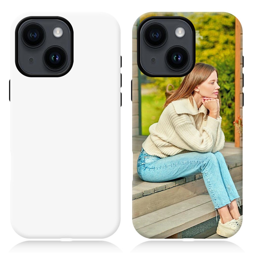 Bulk Purchasing For iPhone 14 Case PC + TPU Blank Phone Cover Support 3D Heat Transfer Printing - White Large Hole Matte