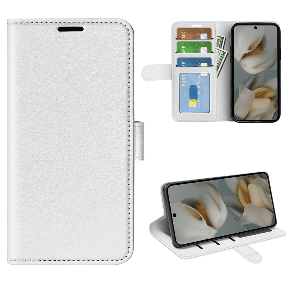 For Google Pixel 10 Pro XL Case Crazy Horse Texture Stand Leather Phone Cover - White