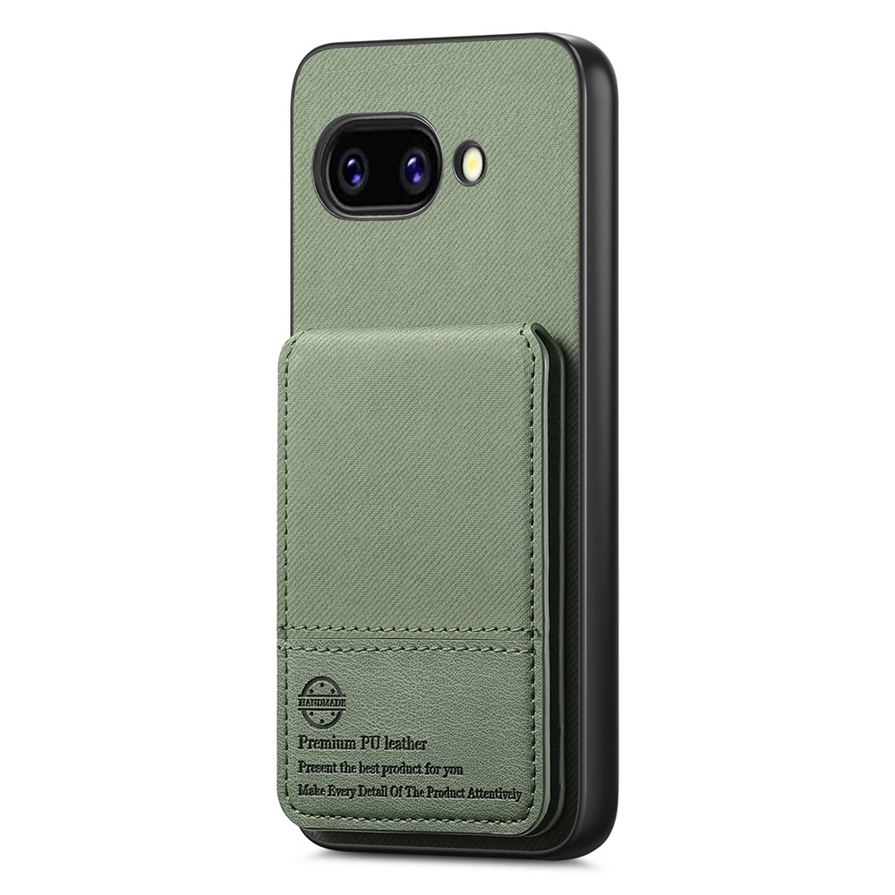For Google Pixel 9a Case Cloth Texture Leather + PC + TPU RFID Blocking Phone Cover with Card Holder - Green