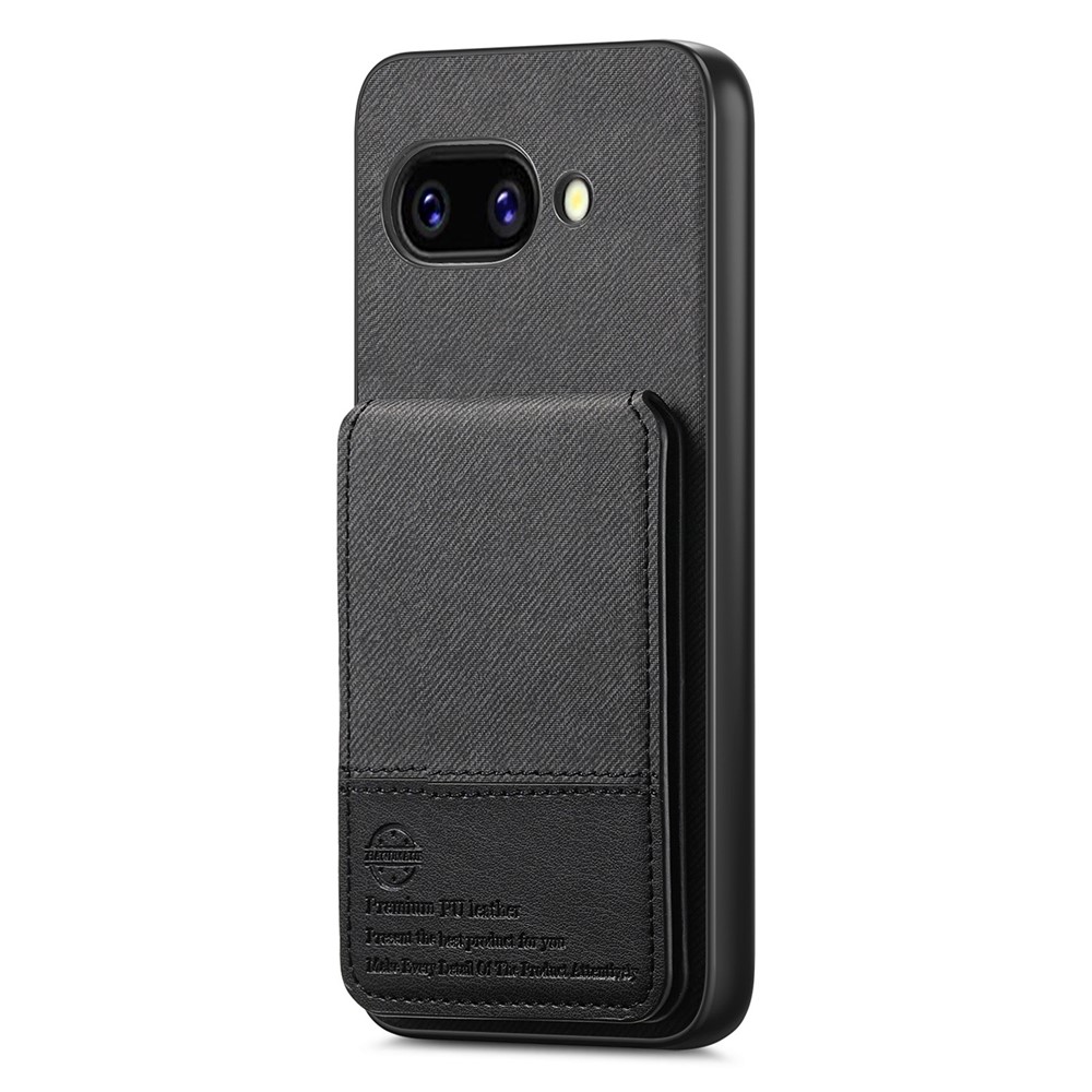 For Google Pixel 9a Case Cloth Texture Leather + PC + TPU RFID Blocking Phone Cover with Card Holder - Black