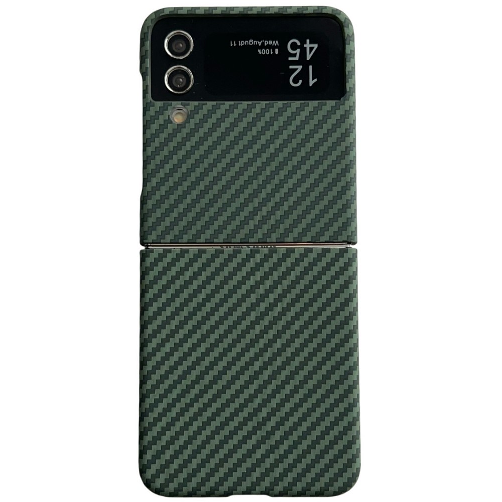 For Samsung Galaxy Z Flip3 5G Magnetic Case Carbon Fiber Texture Slim Shockproof PC Phone Cover - Green