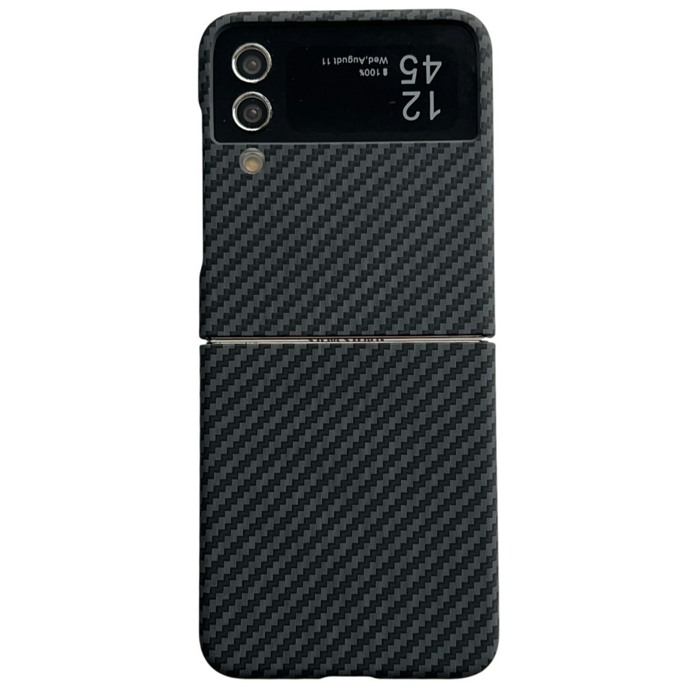 For Samsung Galaxy Z Flip3 5G Magnetic Case Carbon Fiber Texture Slim Shockproof PC Phone Cover - Black