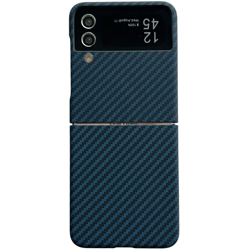 For Samsung Galaxy Z Flip4 5G Magnetic Case Carbon Fiber Texture Slim Shockproof PC Phone Cover - Blue