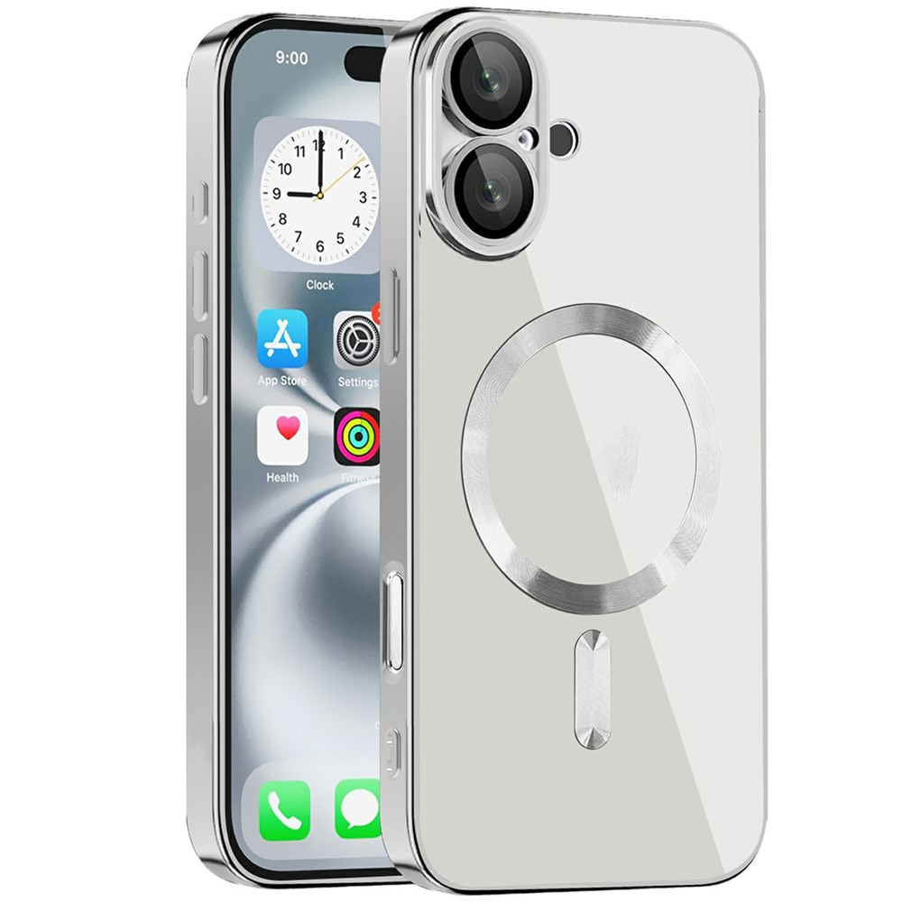 For iPhone 16 Plus Case Compatible with MagSafe TPU + PC Clear Back Cover - Titanium Grey