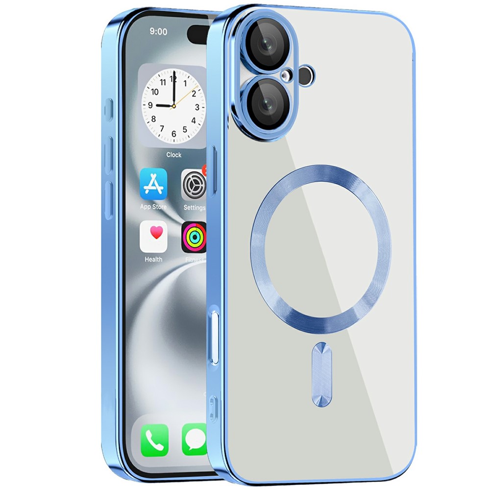 For iPhone 16 Plus Case Compatible with MagSafe TPU + PC Clear Back Cover - Blue