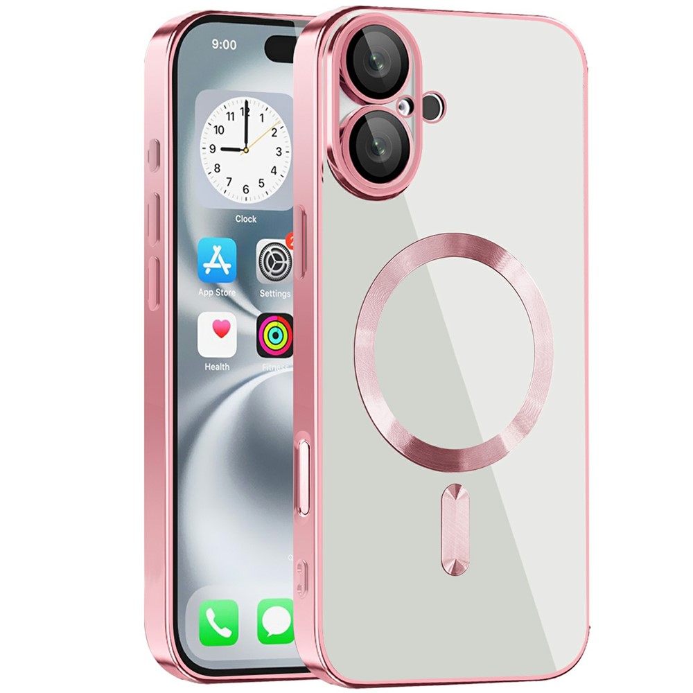 For iPhone 16 Plus Case Compatible with MagSafe TPU + PC Clear Back Cover - Pink