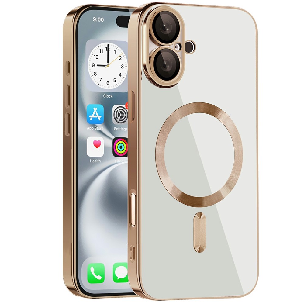 For iPhone 16 Plus Case Compatible with MagSafe TPU + PC Clear Back Cover - Desert Gold