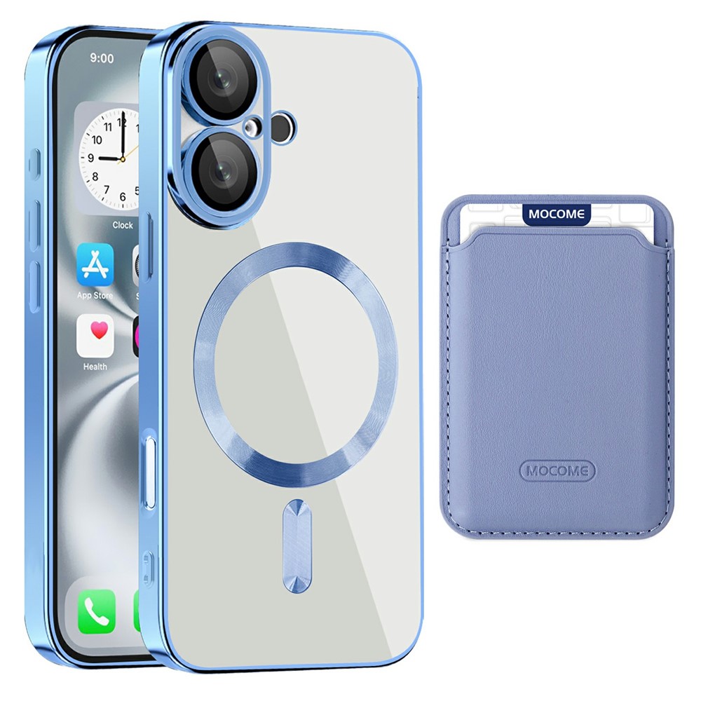 For iPhone 16 Plus Case Compatible with MagSafe TPU + PC Mobile Cover with Card Bag - Blue