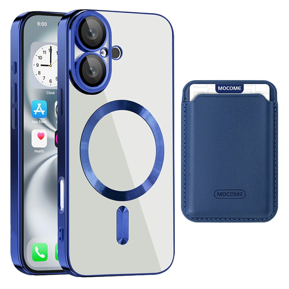 For iPhone 16 Plus Case Compatible with MagSafe TPU + PC Mobile Cover with Card Bag - Sapphire
