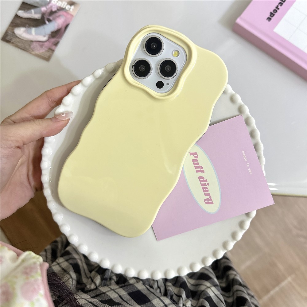 For iPhone 15 Pro Max Case Wavy Edge TPU + PC Anti Drop Phone Cover - Yellow