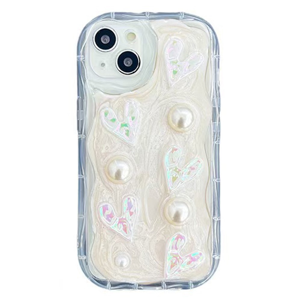 For iPhone 14 Case Epoxy TPU Shockproof Phone Cover - Heart