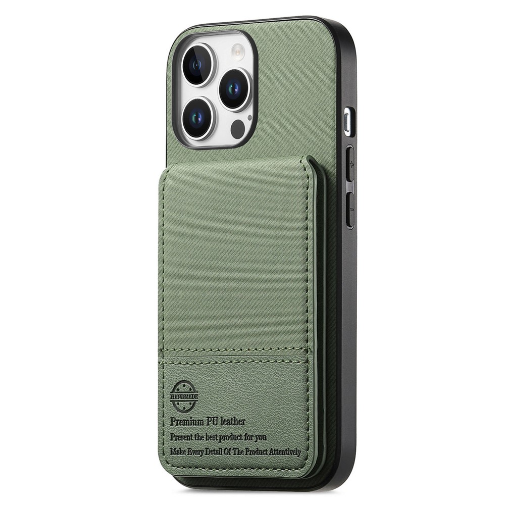For iPhone 13 Pro 6.1 inch Case Cloth Texture Leather + PC + TPU RFID Blocking Phone Cover with Card Holder - Green