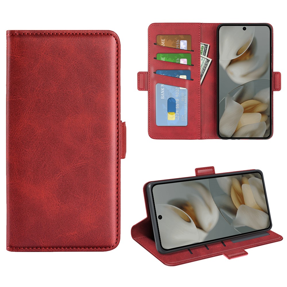 For Google Pixel 10 Pro XL Case Calf Texture Leather Wallet Phone Cover - Red