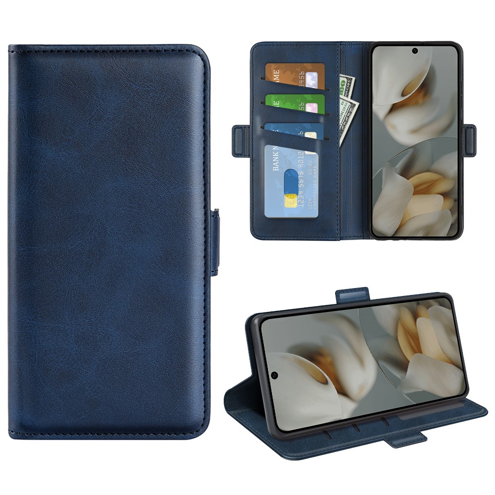 For Google Pixel 10 Pro XL Case Calf Texture Leather Wallet Phone Cover - Blue