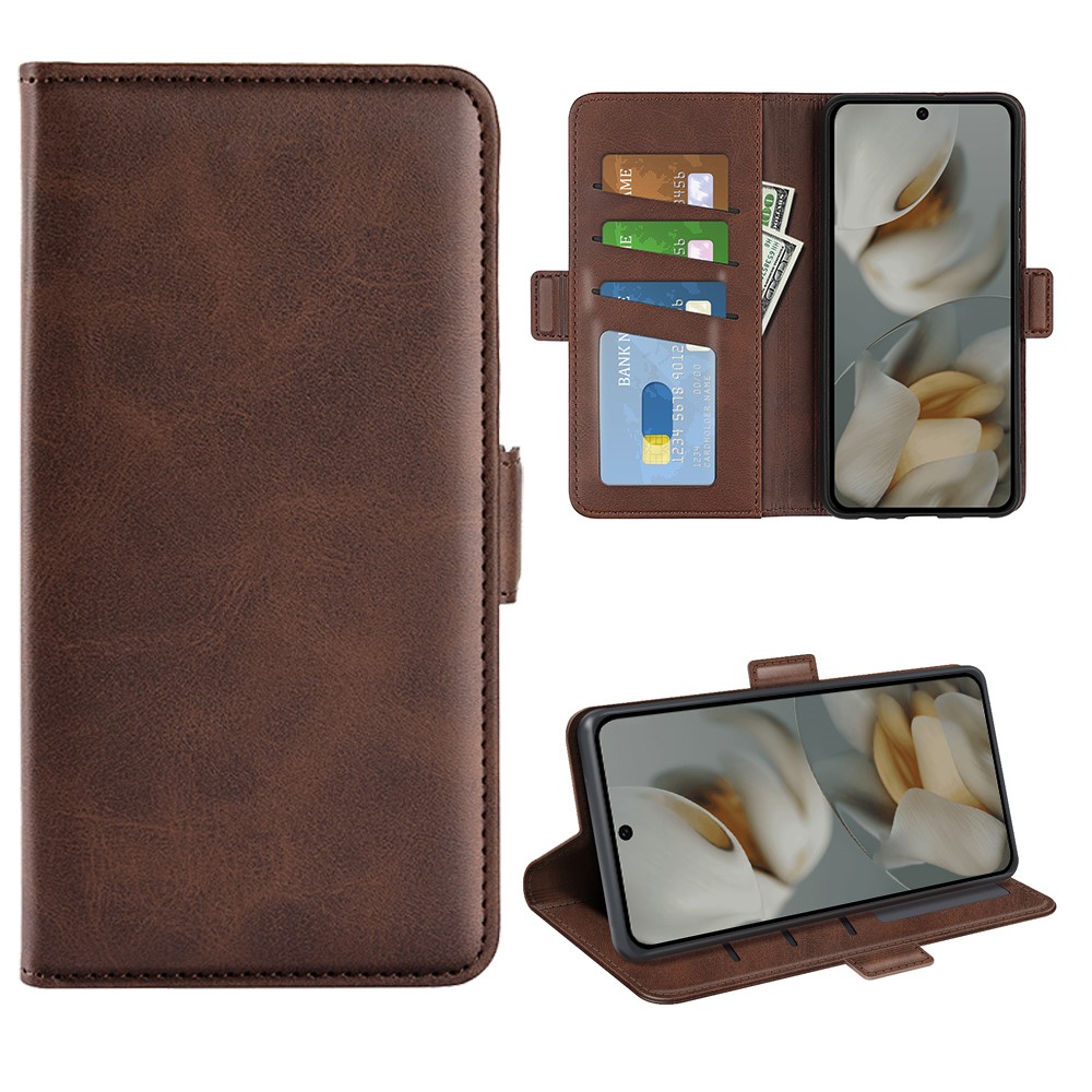 For Google Pixel 10 Pro XL Case Calf Texture Leather Wallet Phone Cover - Brown