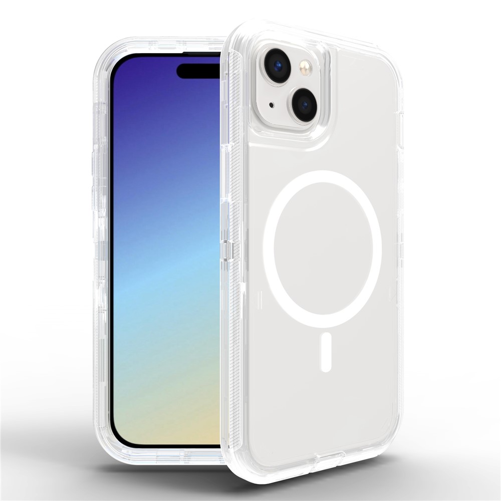 For iPhone 15 Plus Case Compatible with MagSafe Shockproof TPU + PC Phone Back Cover - Transparent