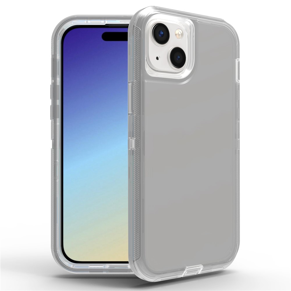 For iPhone 15 Plus Case 3 in 1 Detachable Shockproof TPU + PC Phone Back Cover - Transparent Grey