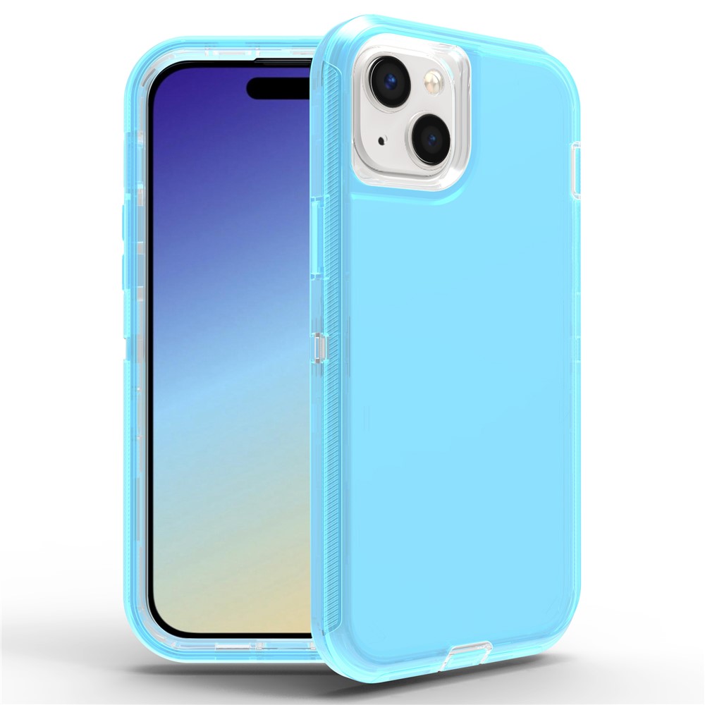 For iPhone 15 Plus Case 3 in 1 Detachable Shockproof TPU + PC Phone Back Cover - Transparent Blue