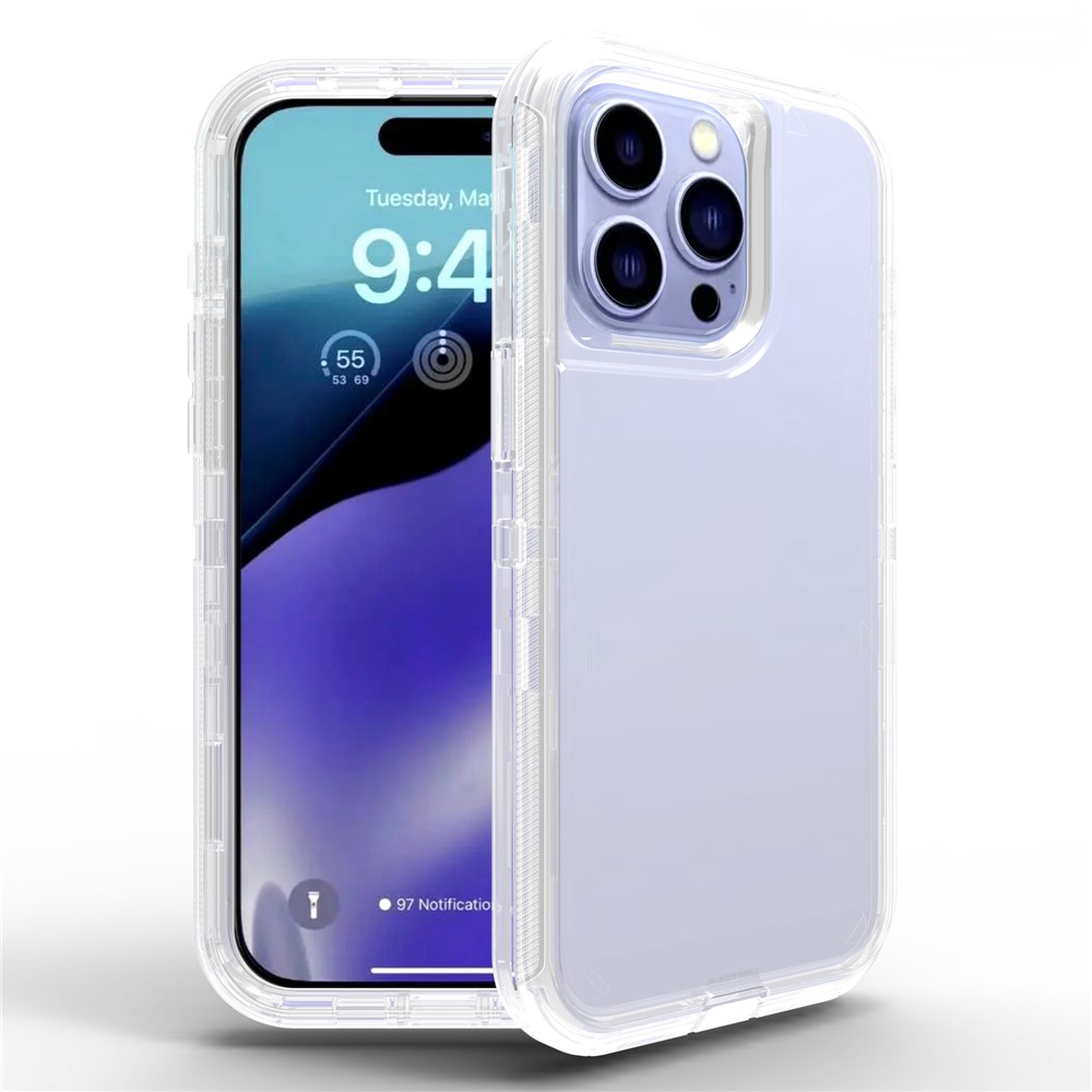 For iPhone 15 Pro Case 3 in 1 Detachable Shockproof TPU + PC Phone Back Cover - Transparent