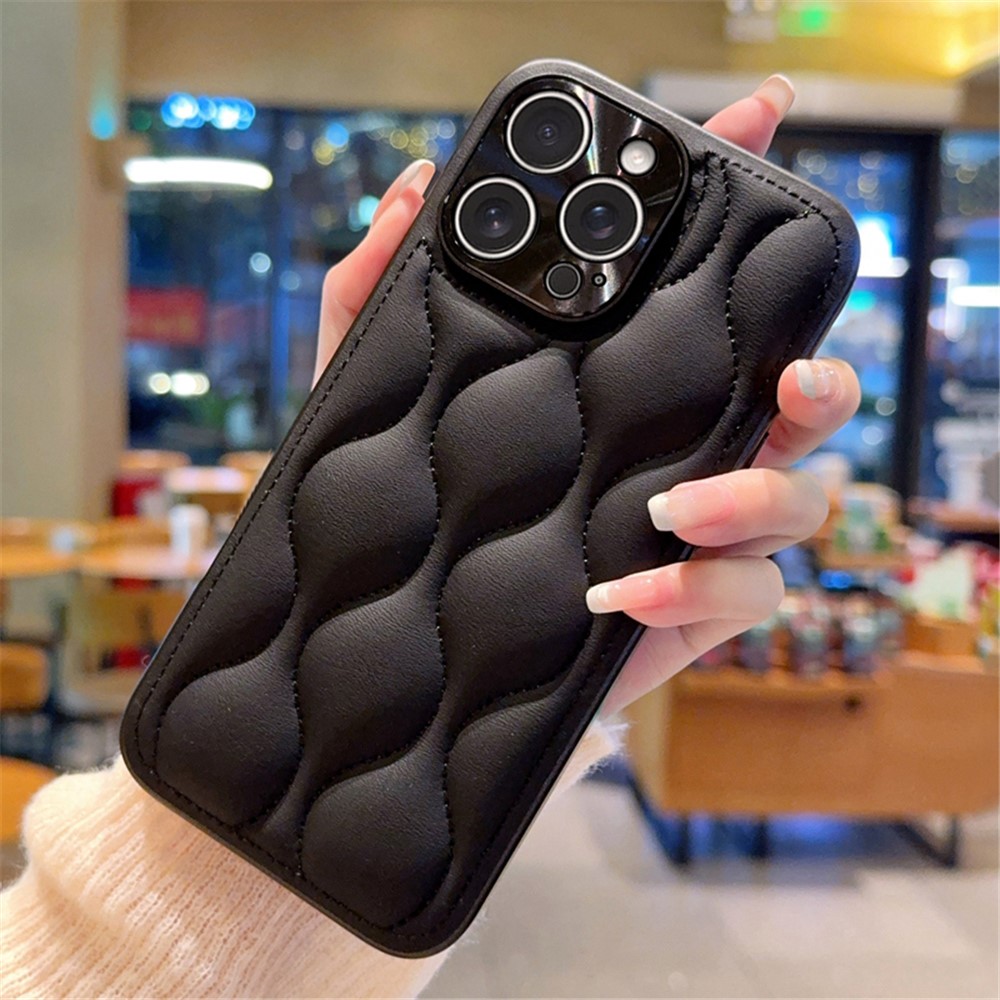 For iPhone 14 Pro Case Creative Chic Gourd Texture Leather + TPU Phone Cover - Black