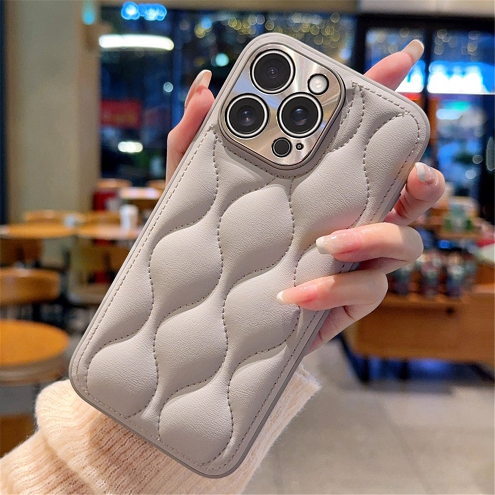 For iPhone 14 Pro Case Creative Chic Gourd Texture Leather + TPU Phone Cover - Grey