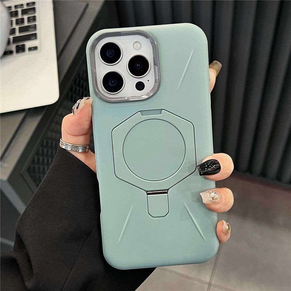 For iPhone 15 Pro Max Magnetic Case TPU + PC Rhombus Kickstand Phone Back Cover - Blue