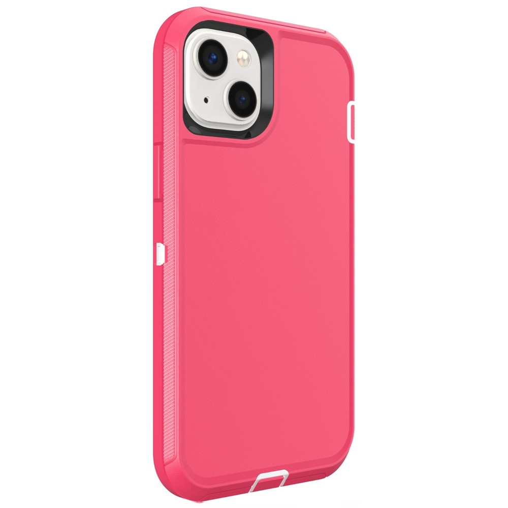 For iPhone 15 Case 3 in 1 Detachable Shockproof Anti Slip TPU + PC Phone Back Cover - White  /  Rose