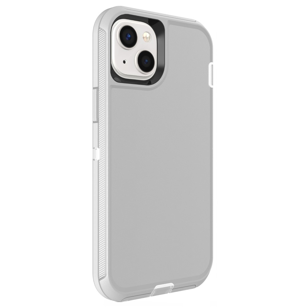 For iPhone 15 Case 3 in 1 Detachable Shockproof Anti Slip TPU + PC Phone Back Cover - White  /  Grey