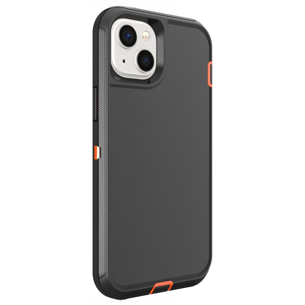 For iPhone 15 Case 3 in 1 Detachable Shockproof Anti Slip TPU + PC Phone Back Cover - Orange  /  Black