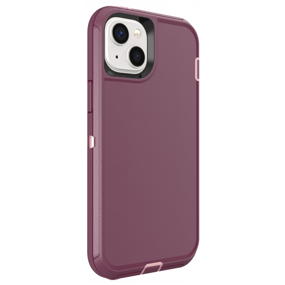 For iPhone 15 Case 3 in 1 Detachable Shockproof Anti Slip TPU + PC Phone Back Cover - Pink  /  Purple Red