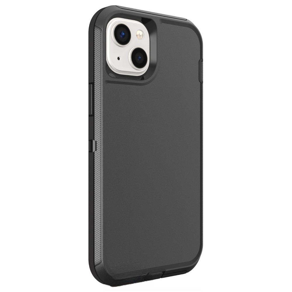 For iPhone 15 Case 3 in 1 Detachable Shockproof Anti Slip TPU + PC Phone Back Cover - Black