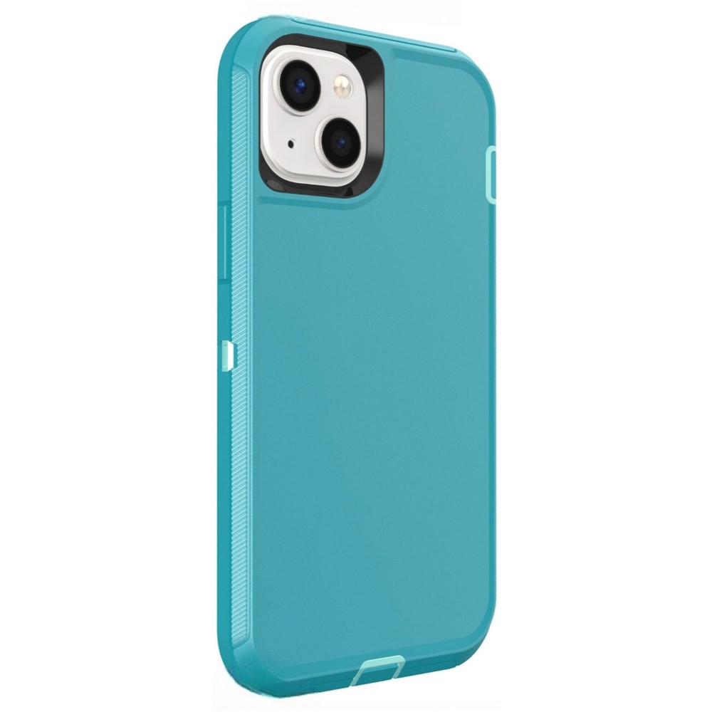 For iPhone 15 Case 3 in 1 Detachable Shockproof Anti Slip TPU + PC Phone Back Cover - Light Green  /  Blue Green