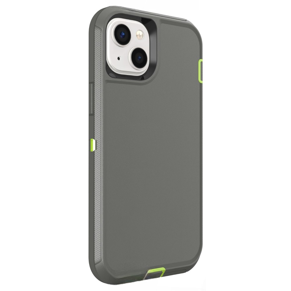 For iPhone 15 Case 3 in 1 Detachable Shockproof Anti Slip TPU + PC Phone Back Cover - Lemon Green  /  Dark Grey