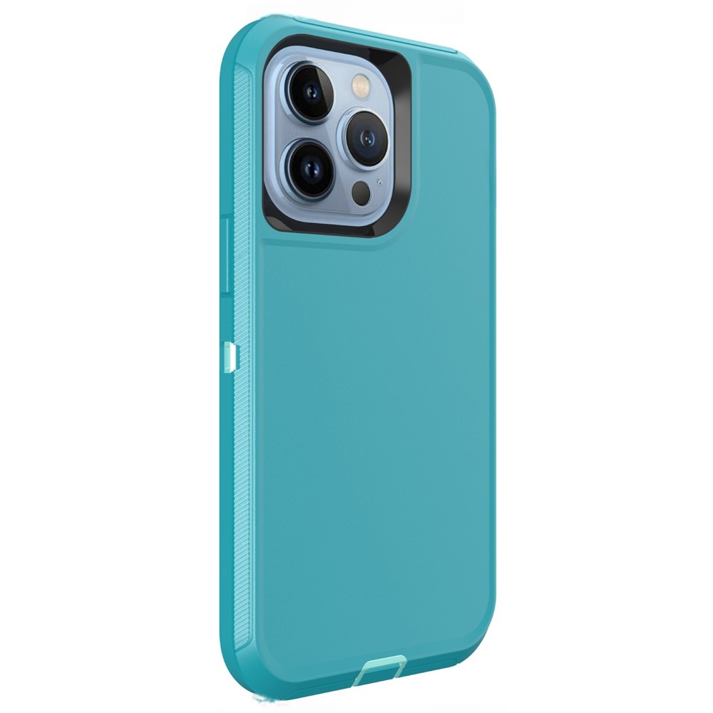 For iPhone 15 Pro Max Case 3 in 1 Detachable Shockproof Anti Slip TPU + PC Phone Back Cover - Light Green  /  Blue Green