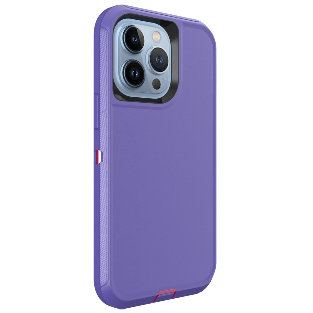 For iPhone 15 Pro Max Case 3 in 1 Detachable Shockproof Anti Slip TPU + PC Phone Back Cover - Rose  /  Purple