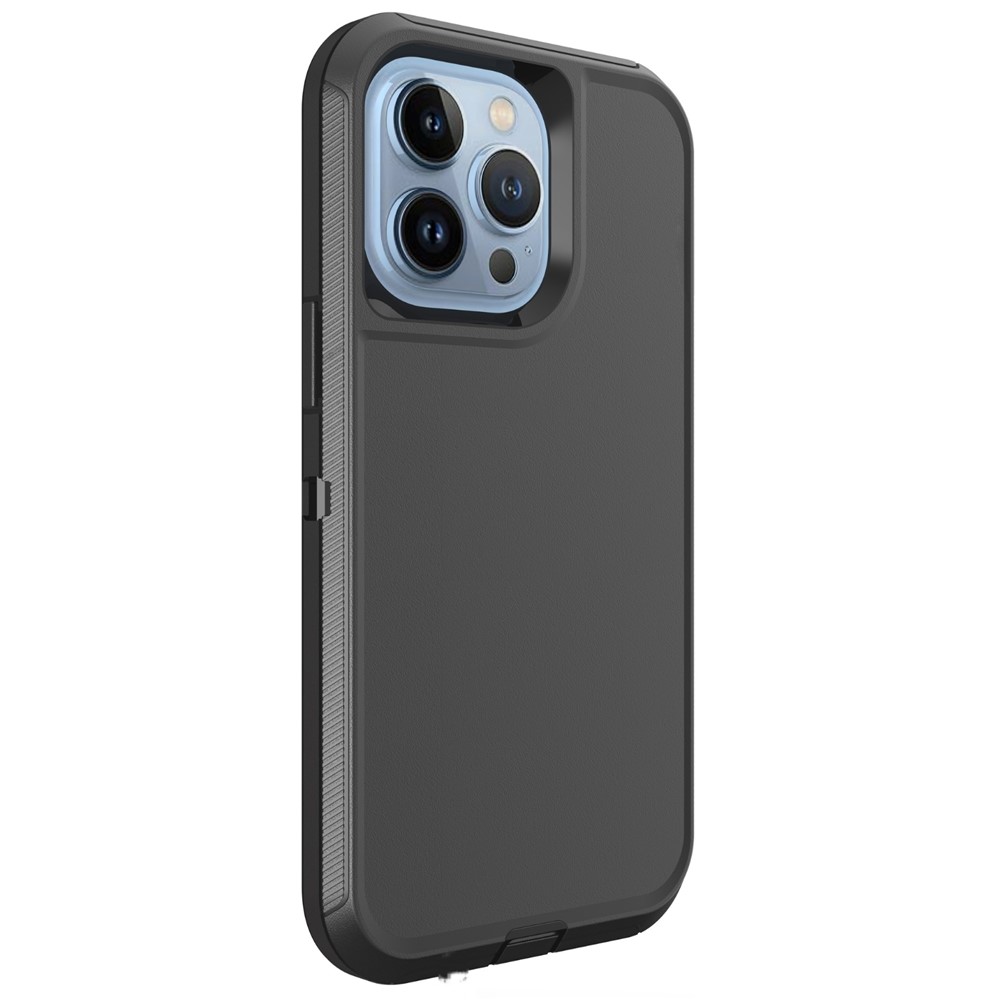 For iPhone 15 Pro Max Case 3 in 1 Detachable Shockproof Anti Slip TPU + PC Phone Back Cover - Black