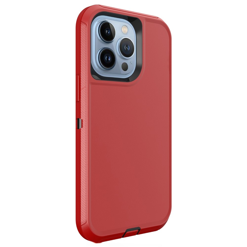 For iPhone 15 Pro Max Case 3 in 1 Detachable Shockproof Anti Slip TPU + PC Phone Back Cover - Black / Red
