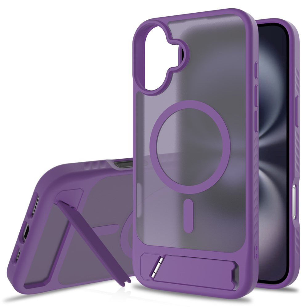 Bulk Purchasing For iPhone 16 Plus Case Compatible with MagSafe Kickstand Skin Touch Phone Cover - Dark Purple