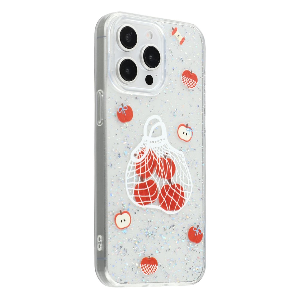 For iPhone 15 Pro Max Case Shiny IMD TPU + Acrylic Phone Cover Large Camera Cutout - Painted Apples
