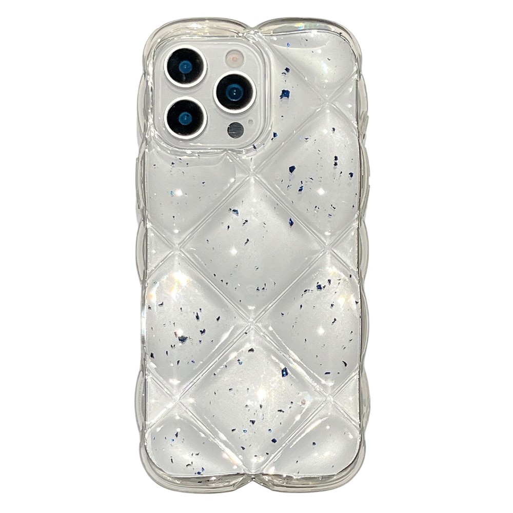 For iPhone 14 Pro Case Creative Rhombus Sequins Decor TPU Phone Cover - Blue