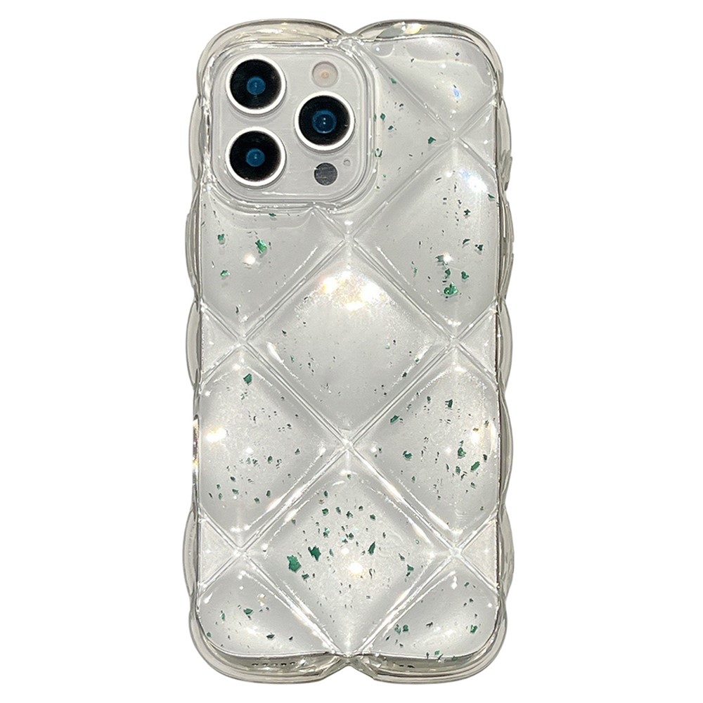 For iPhone 14 Pro Case Creative Rhombus Sequins Decor TPU Phone Cover - Green
