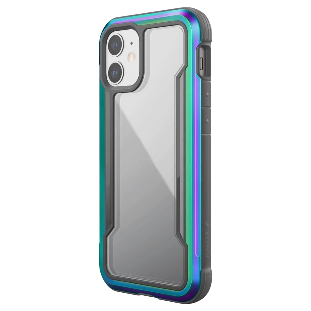 DEFENSE For iPhone 12 mini 5.4 inch Anti-bacteria Transparent Phone Case Military Drop-proof PC+TPU+Aluminum Alloy Hybrid Cover - Multi-color