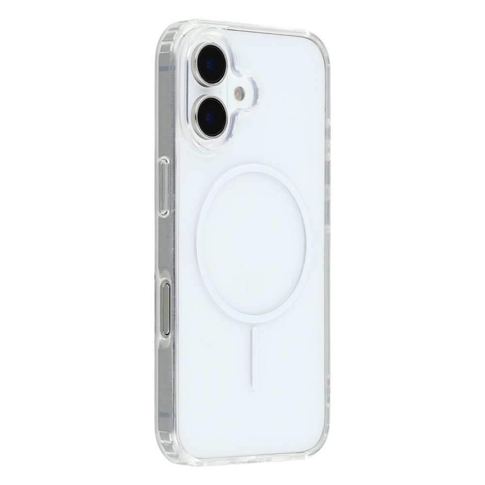 For iPhone 16 Plus Magnetic Case Acrylic TPU Clear Phone Back Cover - White