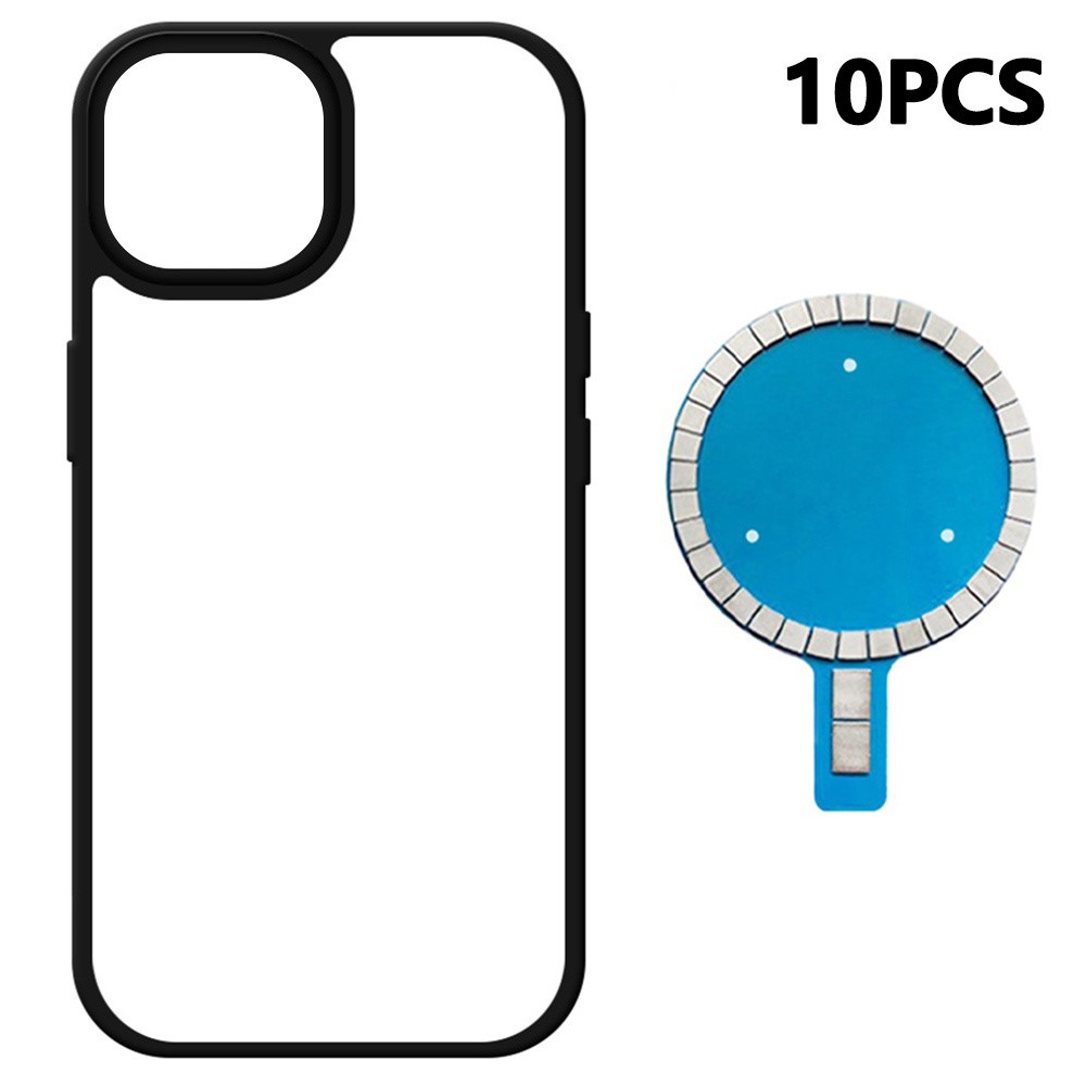 10Pcs For iPhone 13 Case DIY Blank Heat Transfer TPU + PC Phone Back Cover with Magnetic Ring