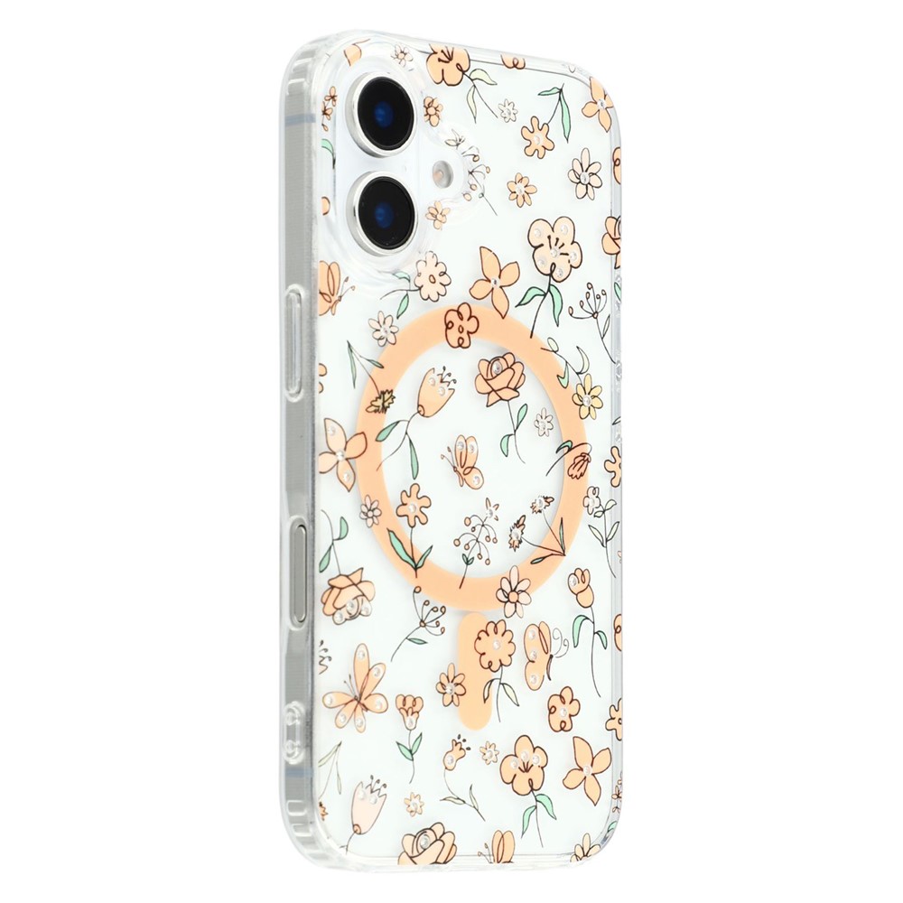 For iPhone 16 Plus Case Compatible with MagSafe Laser Flower PC+TPU Clear Phone Cover - Tulip