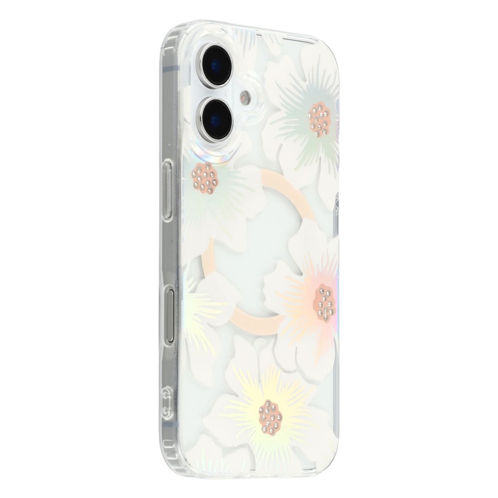 For iPhone 16 Plus Case Compatible with MagSafe Laser Flower PC+TPU Clear Phone Cover - Lily