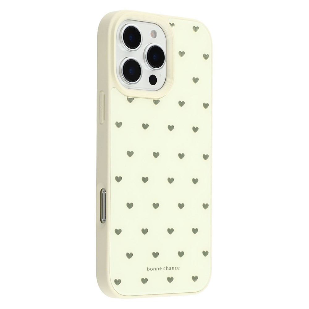 For iPhone 16 Pro Max Case Lacquered Pattern TPU + Acrylic + Glass Phone Cover - Love Hearts